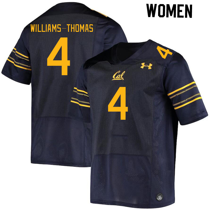 Women #4 Justin Williams-Thomas California Golden Bears College Football Jerseys Stitched Sale-Navy